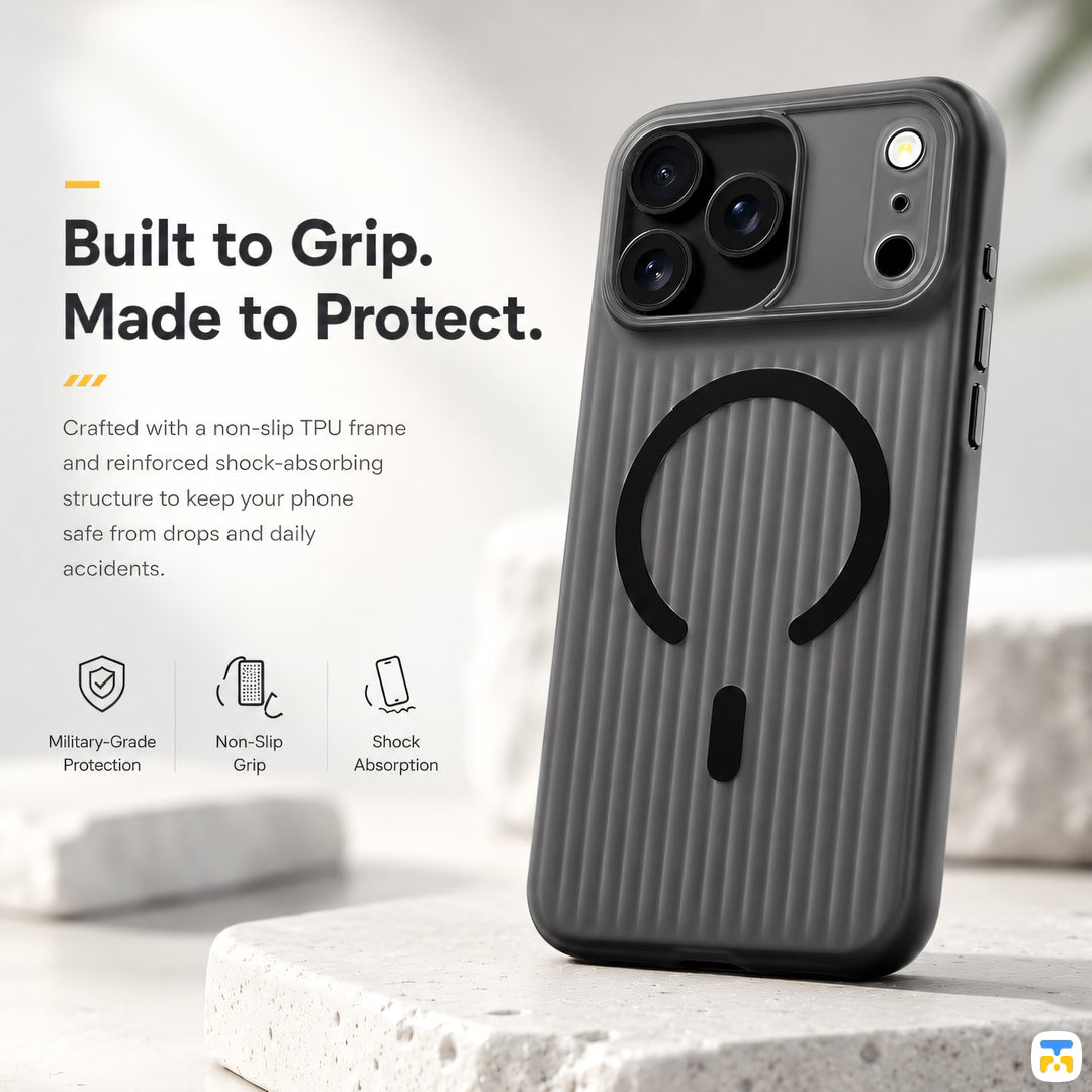 Built to Grip.
Made to Protect - Jaucase for iPhone 17 Series Luggage Grid MagSafe Case