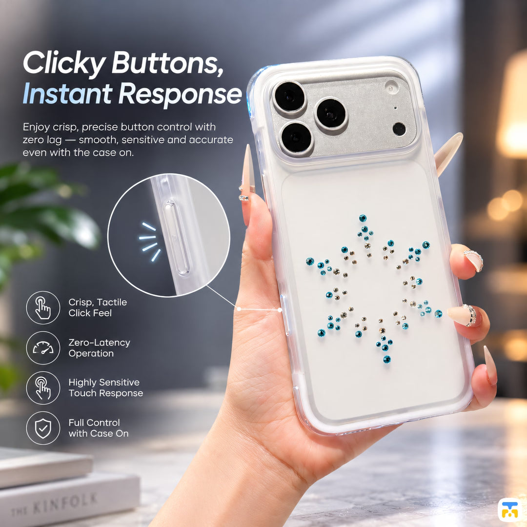 Clicky Buttons,
Instant Response - Jaucase for iPhone 17 Series Rhinestone Snowflake Pattern MagSafe Case