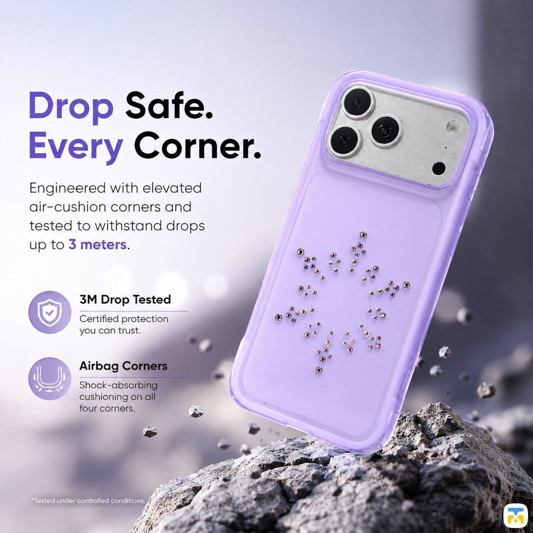 Drop Safe.
Every Corner - Jaucase for iPhone 17 Series Rhinestone Snowflake Pattern MagSafe Case