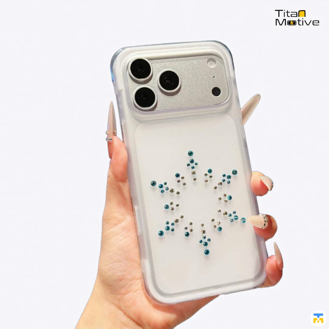 Jaucase for iPhone 17 Series Rhinestone Snowflake Pattern MagSafe Case