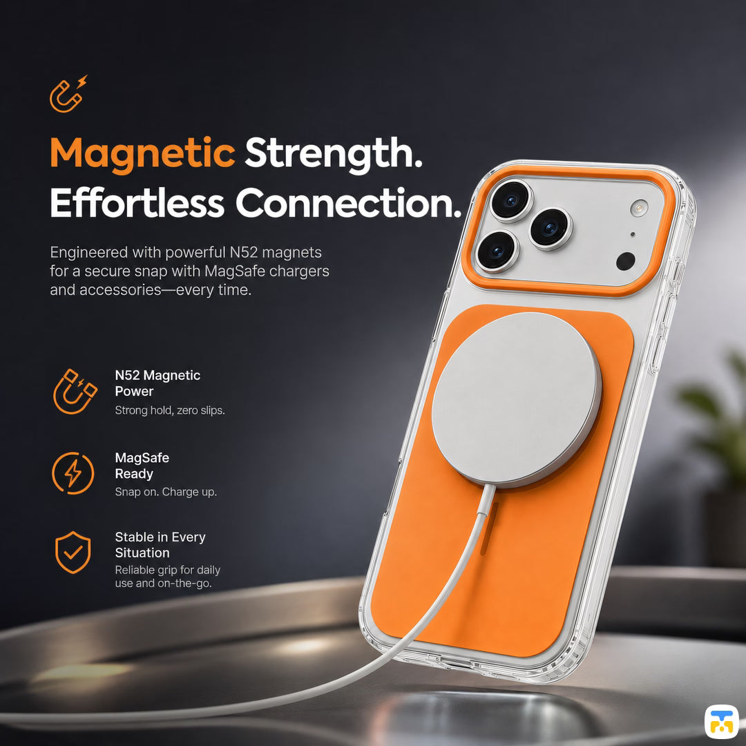 Magnetic Strength.
Effortless Connection - Jaucase for iPhone 17 Series Sand Shadow Frosted MagSafe Case