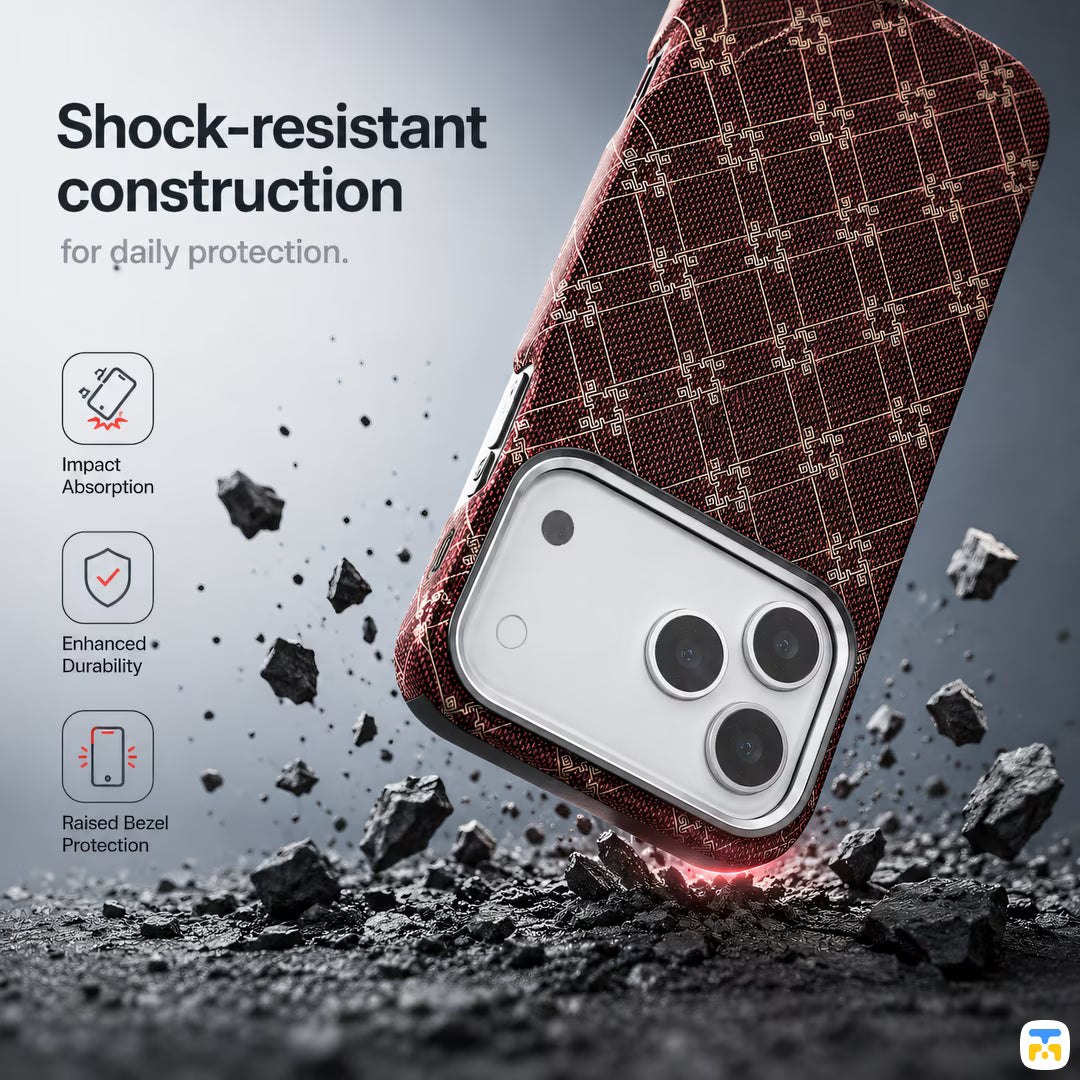 Shock-resistant construction - Jaucase for iPhone 17 Series Shuck Up Imperial Grid Magnetic Case