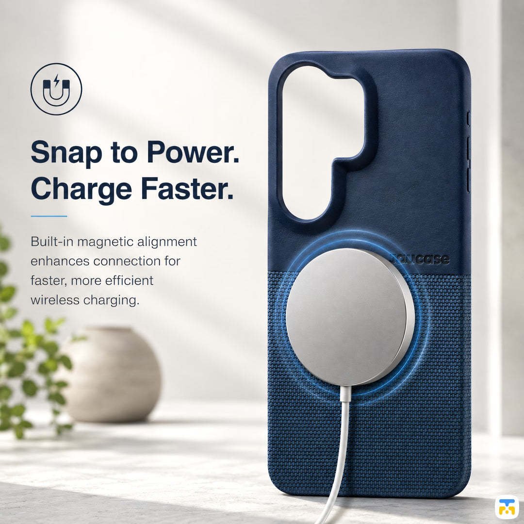 Snap to Power
Charge Faster. - Jaucase for Samsung S26 Ultra Two-Tone Textured Magnetic Case