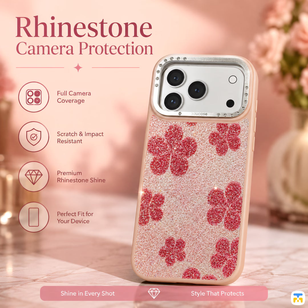 Rhinestone Camera Protection - Jaucase Shuck Up Shining for iPhone 17 Series - Magnetic Case