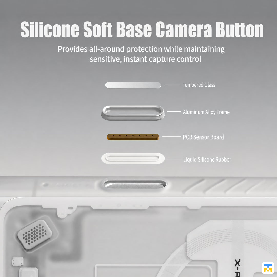 Silicone Soft Base Camera Button - KONCASE for iPhone 17 Series Circuit Frosted MagSafe Case