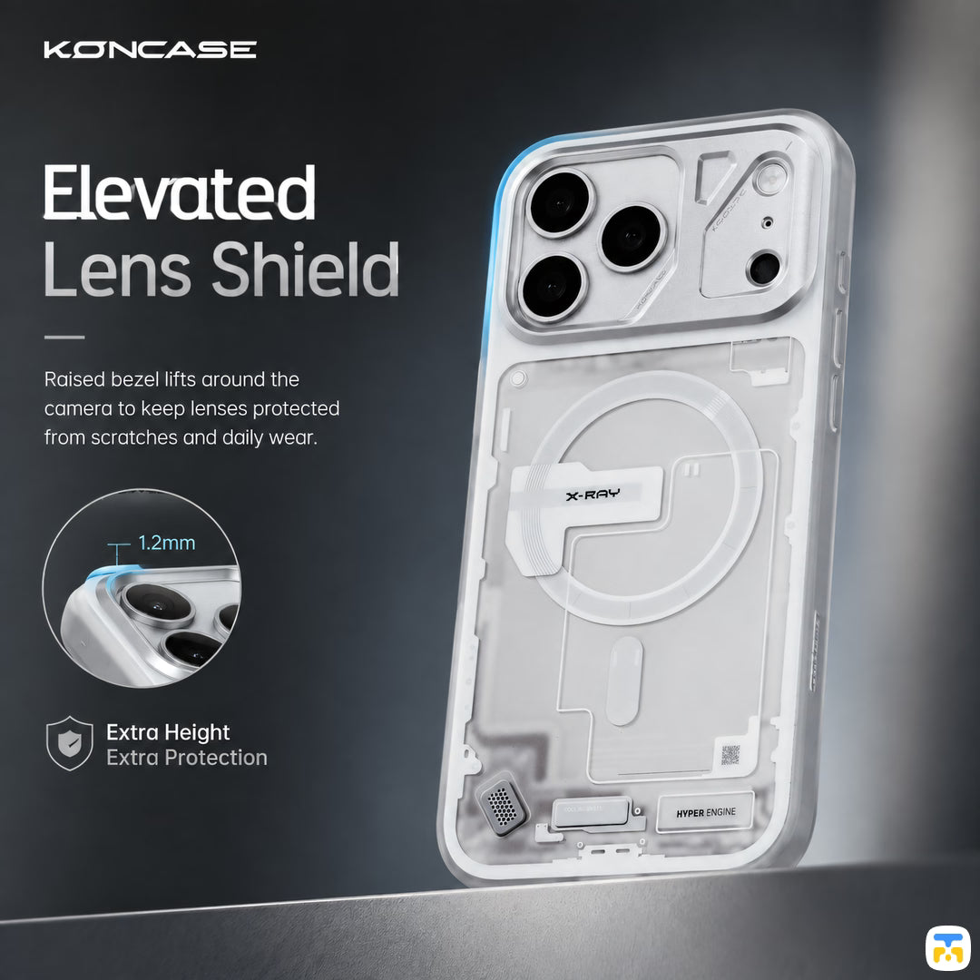 Elevated
Lens Shield - KONCASE for iPhone 17 Series Circuit Frosted MagSafe Case