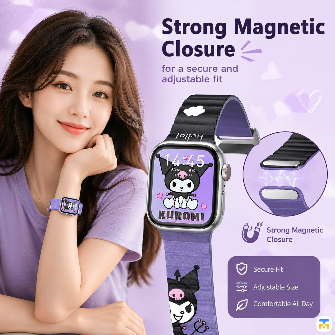 Strong Magnetic Closure  - kuromi-apple-watch-strap-for-38-49mm