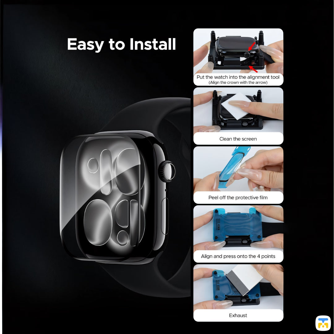 Easy to Install - KUZOOM for Apple Watch Shatterproof Protective Film - 42mm-49mm