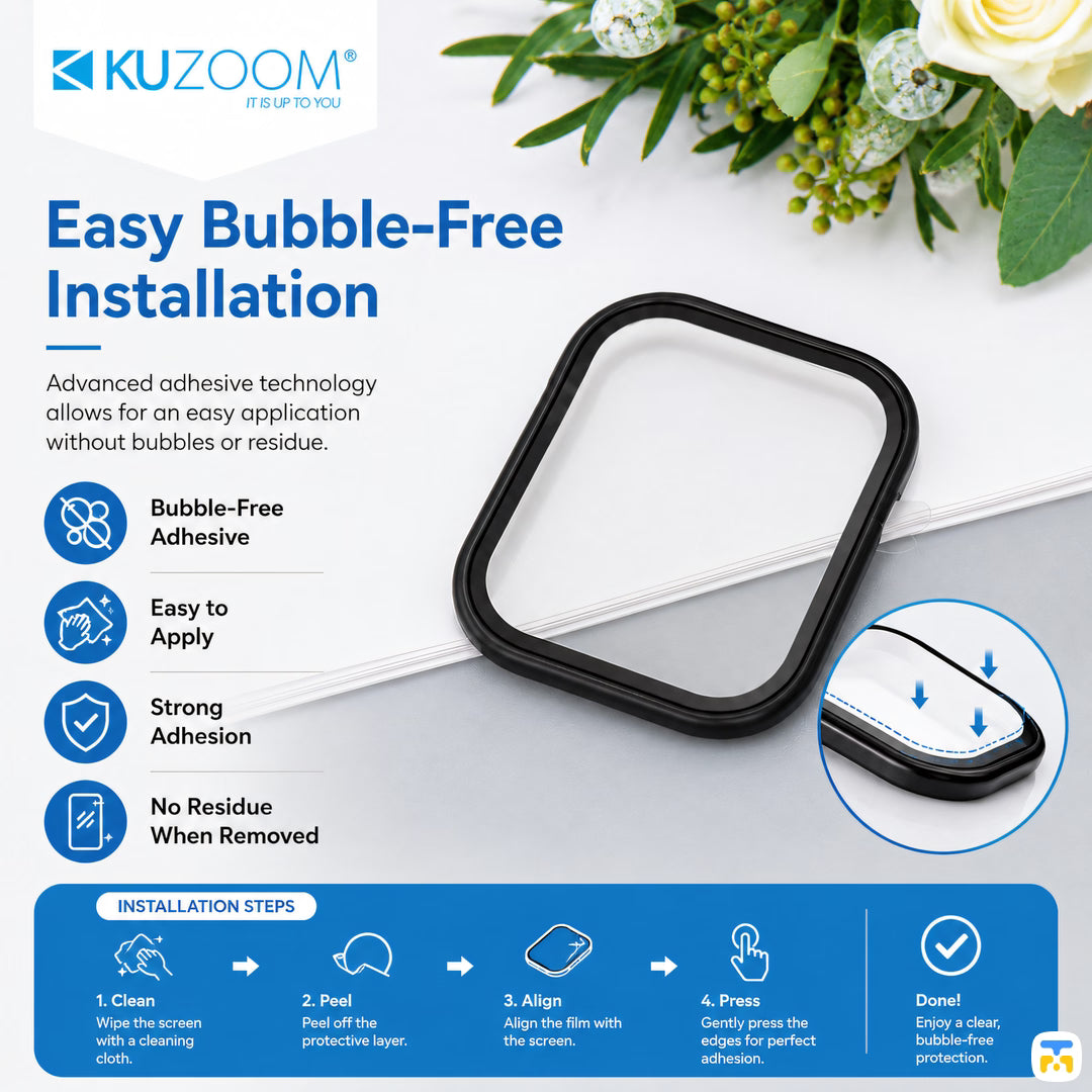 Bubble-Free Easy Apply - KUZOOM for Apple Watch Titanium Alloy Watch Film - 42mm-49mm
