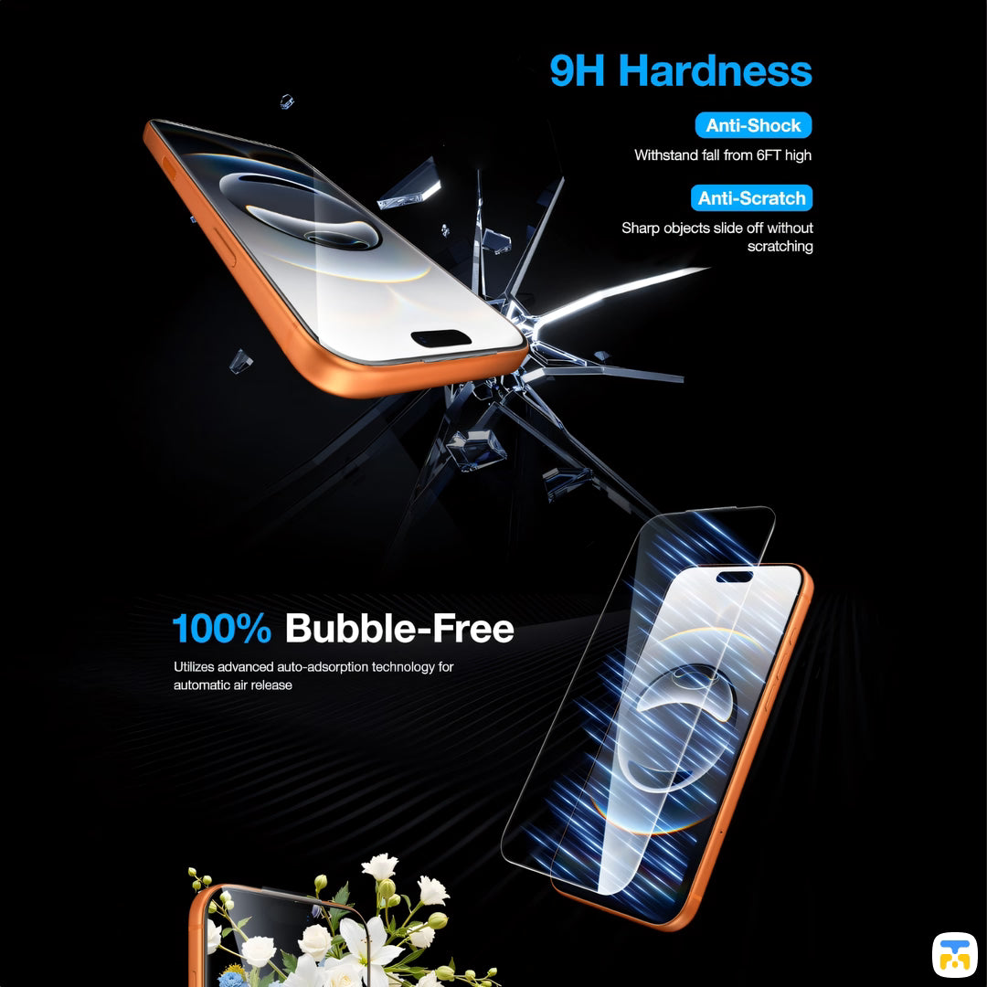 9H Hardness - KUZOOM for iPhone 16 & 17 Series Borderless Screen Protector