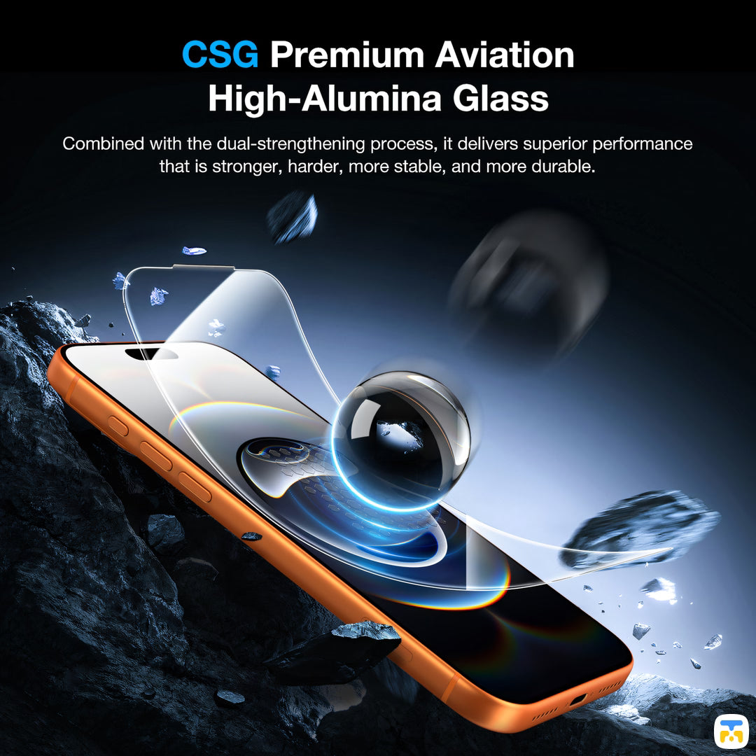CSG Premium Aviation High-Alumina Glass - KUZOOM for iPhone 16 & 17 Series Borderless Screen Protector