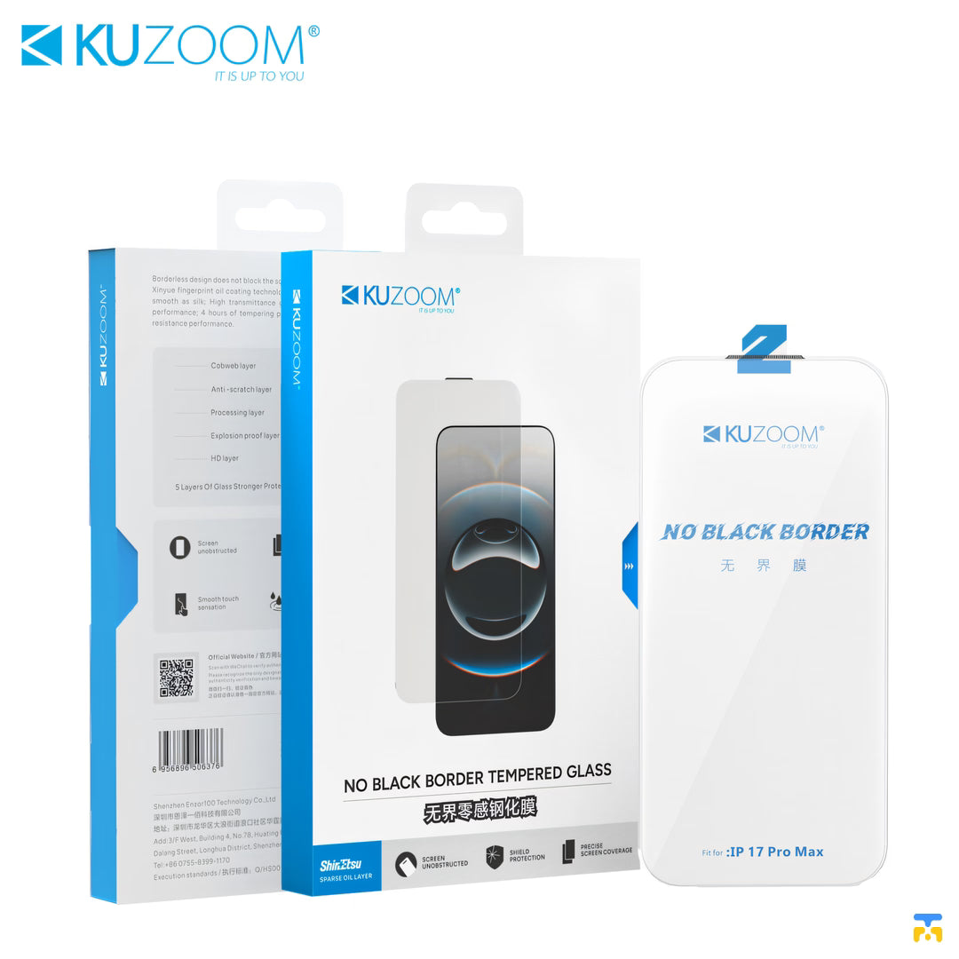 KUZOOM for iPhone 16 & 17 Series Borderless Screen Protector