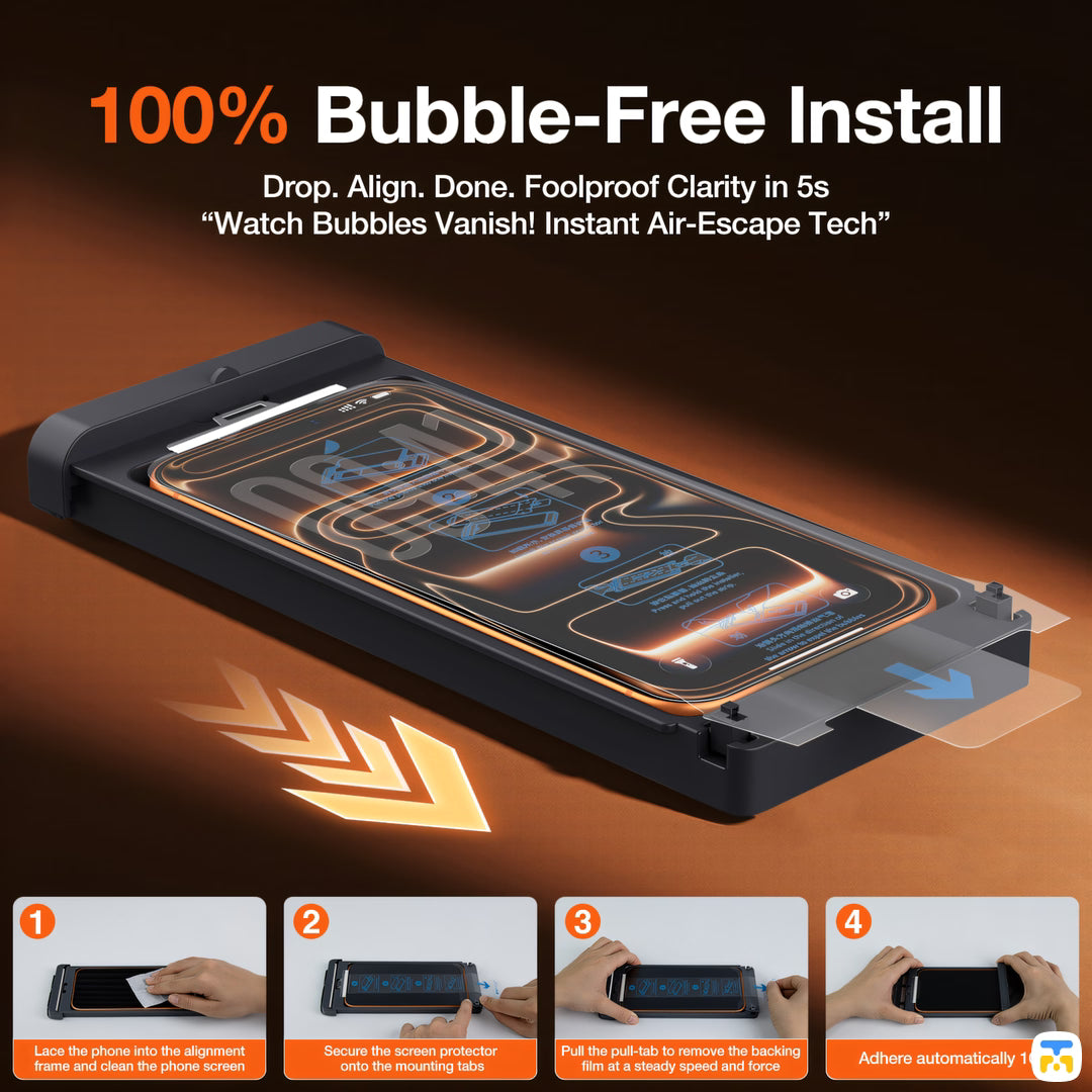 KUZOOM for iPhone 17 Series HD Ceramics Screen Protector with Installation Frame