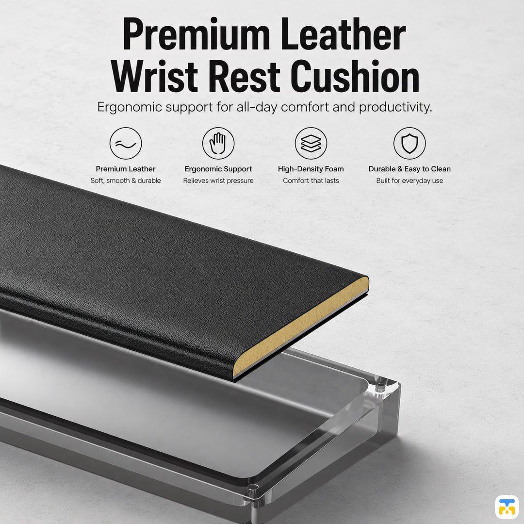 Premium Leather Wrist Rest Cushion - Magnetic Wrist Rest Pad with Storage Case