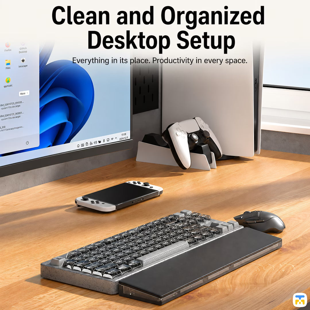 Clean and Organized Desktop Setup - Magnetic Wrist Rest Pad with Storage Case