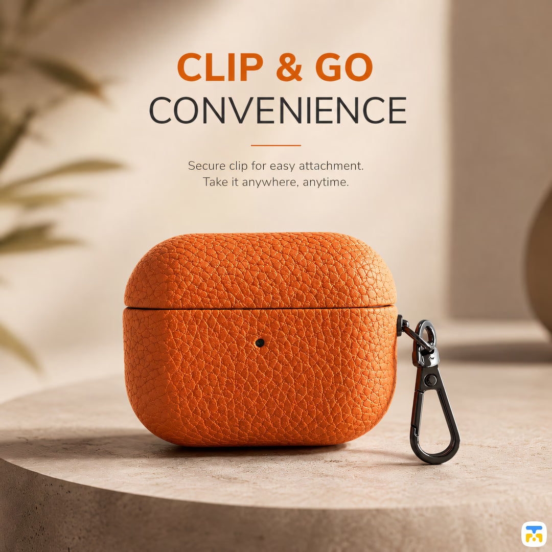 CLIP & GO CONVENIENCE - Mandarin Luxe Leather Case for Airpods Pro Series