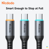Mcdodo Cab Smart USB-C to USB-C Cable - 100W - 1.2 Meter- Smart Enough to Stop at Full