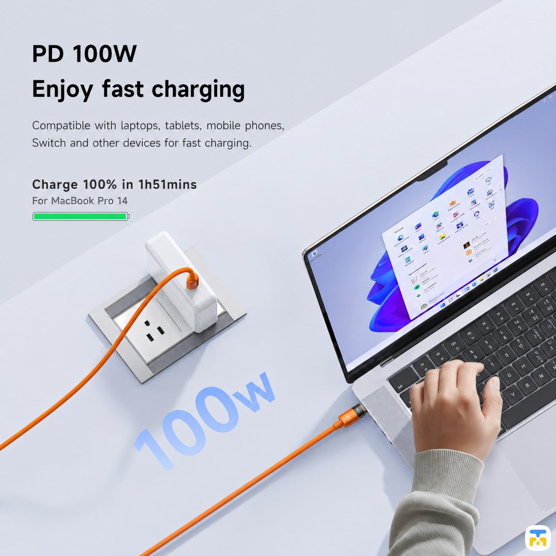 PD 100W Enjoy fast charging - Mcdodo 100W USB-C to USB-C Transparent Cable with Charging Light 1.2m