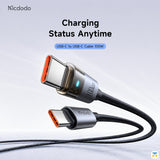 Mcdodo 100W USB-C to USB-C Transparent Cable with Charging Light 1.2m
