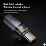 Dual-Sided Indicator Charging Status at a Glance - Mcdodo 100W USB-C to USB-C Transparent Cable with Charging Light 1.2m