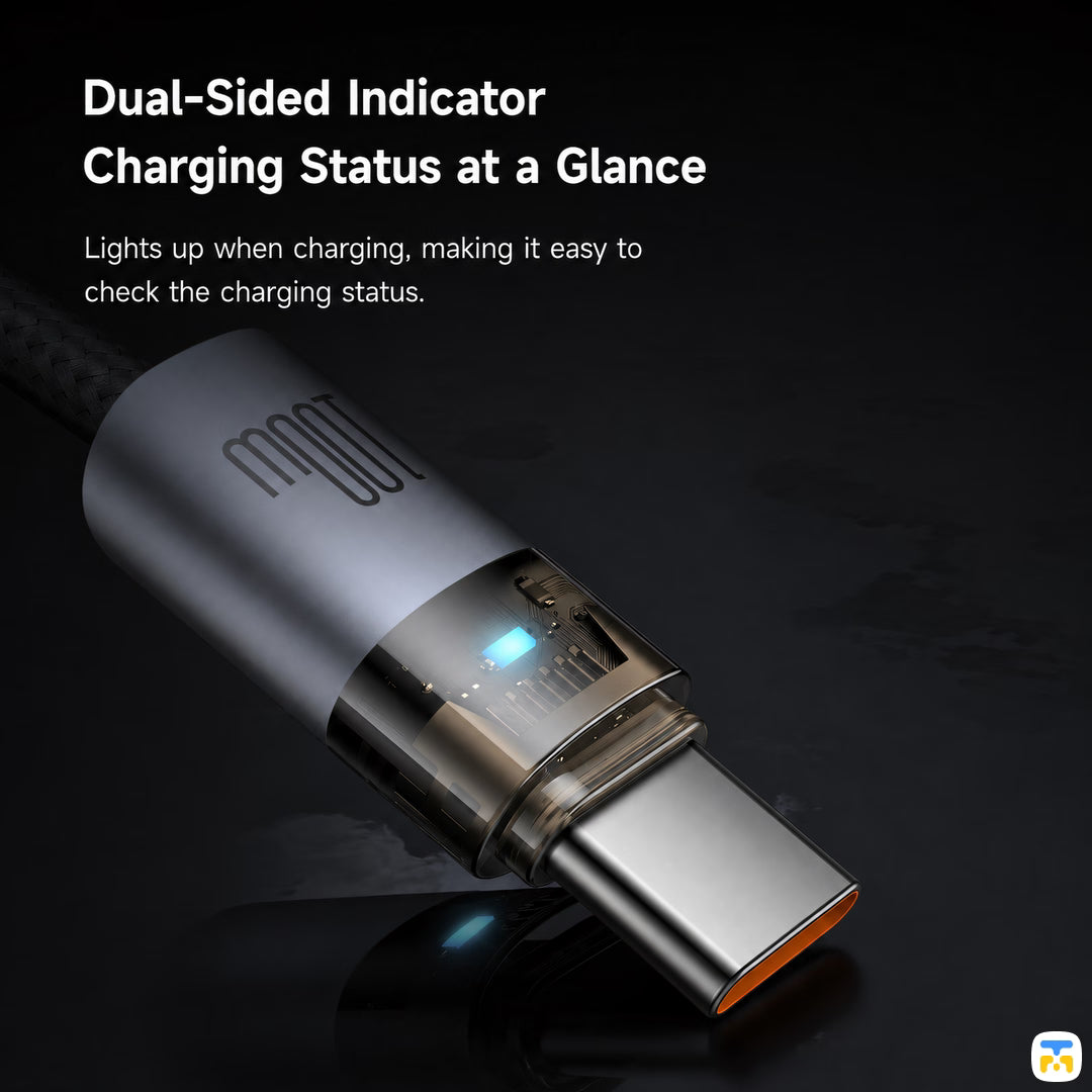 Dual-Sided Indicator Charging Status at a Glance - Mcdodo 100W USB-C to USB-C Transparent Cable with Charging Light 1.2m