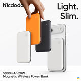 Light Slim- Mcdodo 20W 5000mAh Meta Air Magnetic Wireless Power Bank - Ultra Slim