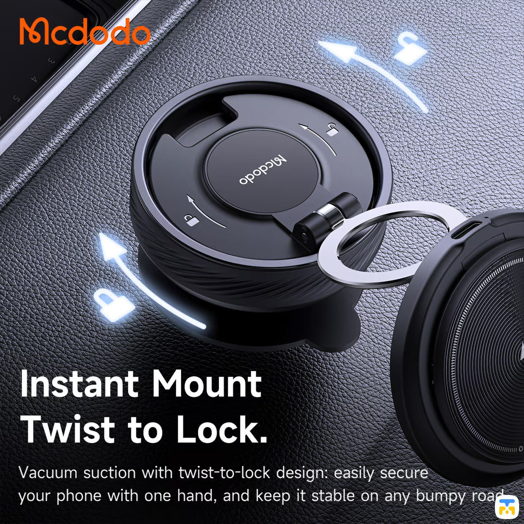 Instant Mount Twist to Lock - Mcdodo 360° Vacuum Suction Magnetic Wireless Charging Stand