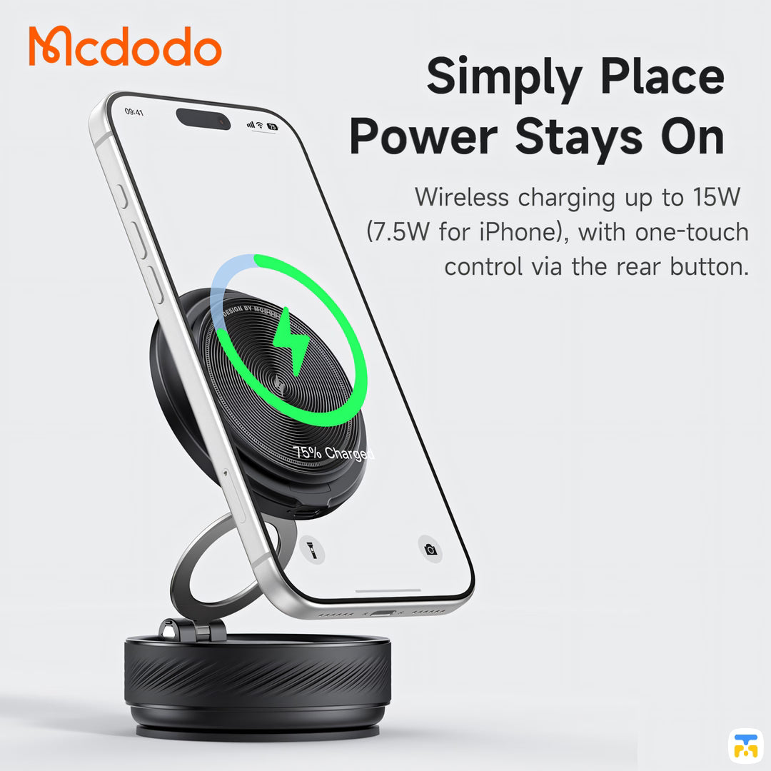 Simply Place Power Stays On - Mcdodo 360° Vacuum Suction Magnetic Wireless Charging Stand