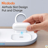 AirPods Slot Design Put and Charge - Mcdodo 3in1 15W Wireless Charger for iPhone, Apple Watch, Airpods