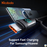 Support Fast Charging
For Samsung/Huawei - McDodo 4-in-1 60W USB-C/USB-A to USB-C/Lightning Travel Cable 1.2m