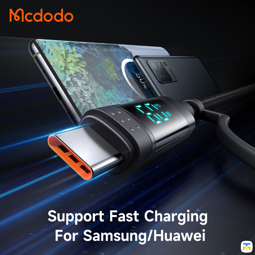 Support Fast Charging
For Samsung/Huawei - McDodo 4-in-1 60W USB-C/USB-A to USB-C/Lightning Travel Cable 1.2m