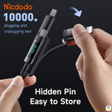 Hidden Pin
Easy to Store - McDodo 4-in-1 60W USB-C/USB-A to USB-C/Lightning Travel Cable 1.2m