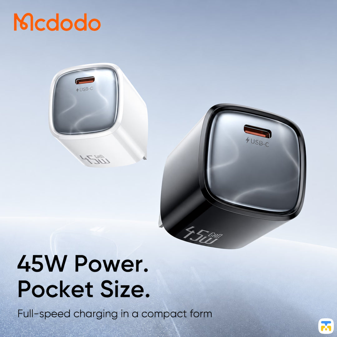 45W Power
Pocket Size - Mcdodo 45W GaN Mini Fast Charger