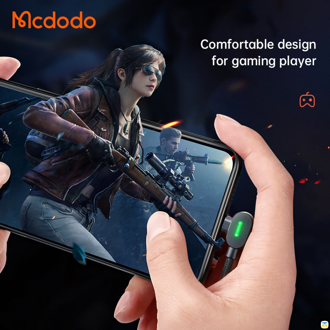 Comfortable design for gaming player - Mcdodo 90° Type-C to Type-C Data Cable - 60W - 2 Meter