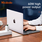 60W high power output - Mcdodo 90° Type-C to Type-C Data Cable - 60W - 2 Meter