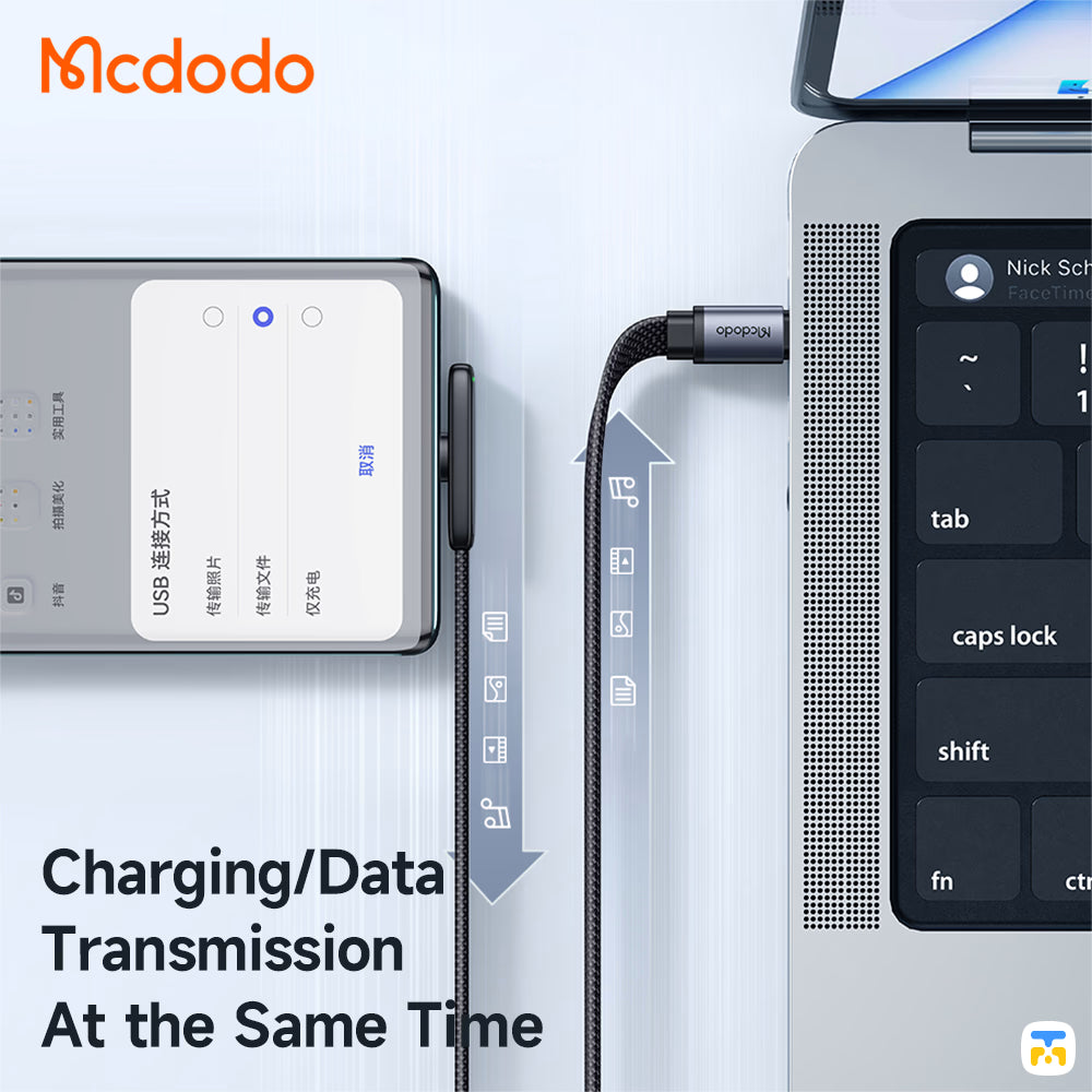 Mcdodo 90° Type-C to Type-C Data Cable - 65W - 1.2 Meter, Charging and High-Speed Data Transfer