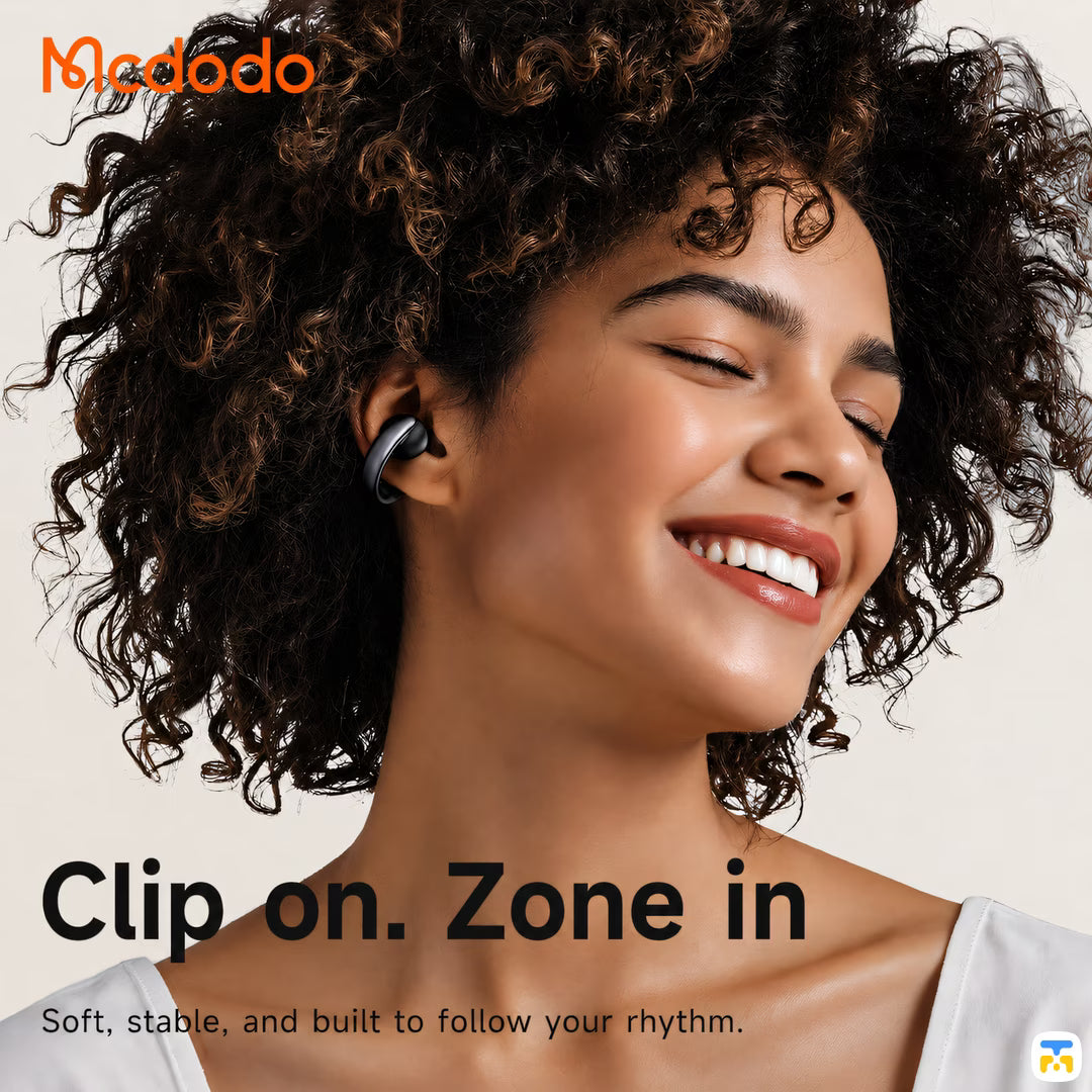 Clip on. Zone in - Mcdodo Air O3 Clip-on Open-Ear Earbuds with Digital Display
