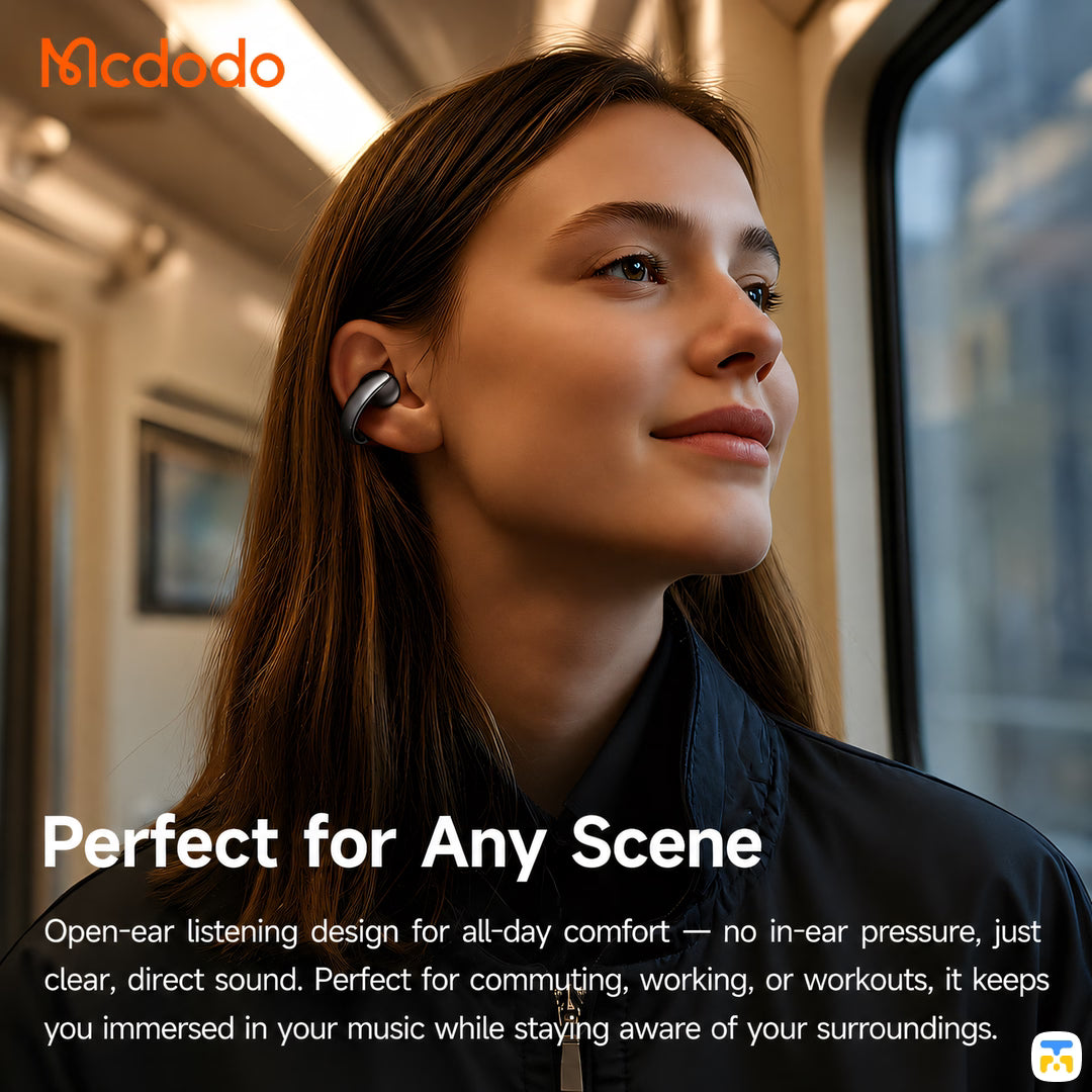 Perfect for Any Scene - Mcdodo Air O3 Clip-on Open-Ear Earbuds with Digital Display