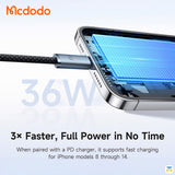 3× Faster, Full Power in No Time - mcdodo-cab-luma-36w-usb-c-to-lightning-air-cable-1.8-meter