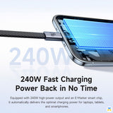 240W Fast Charging Power Back in No Time - Mcdodo Cab Mage 240W USB C to C Self-Winding Magnetic Cable - 1 Meter