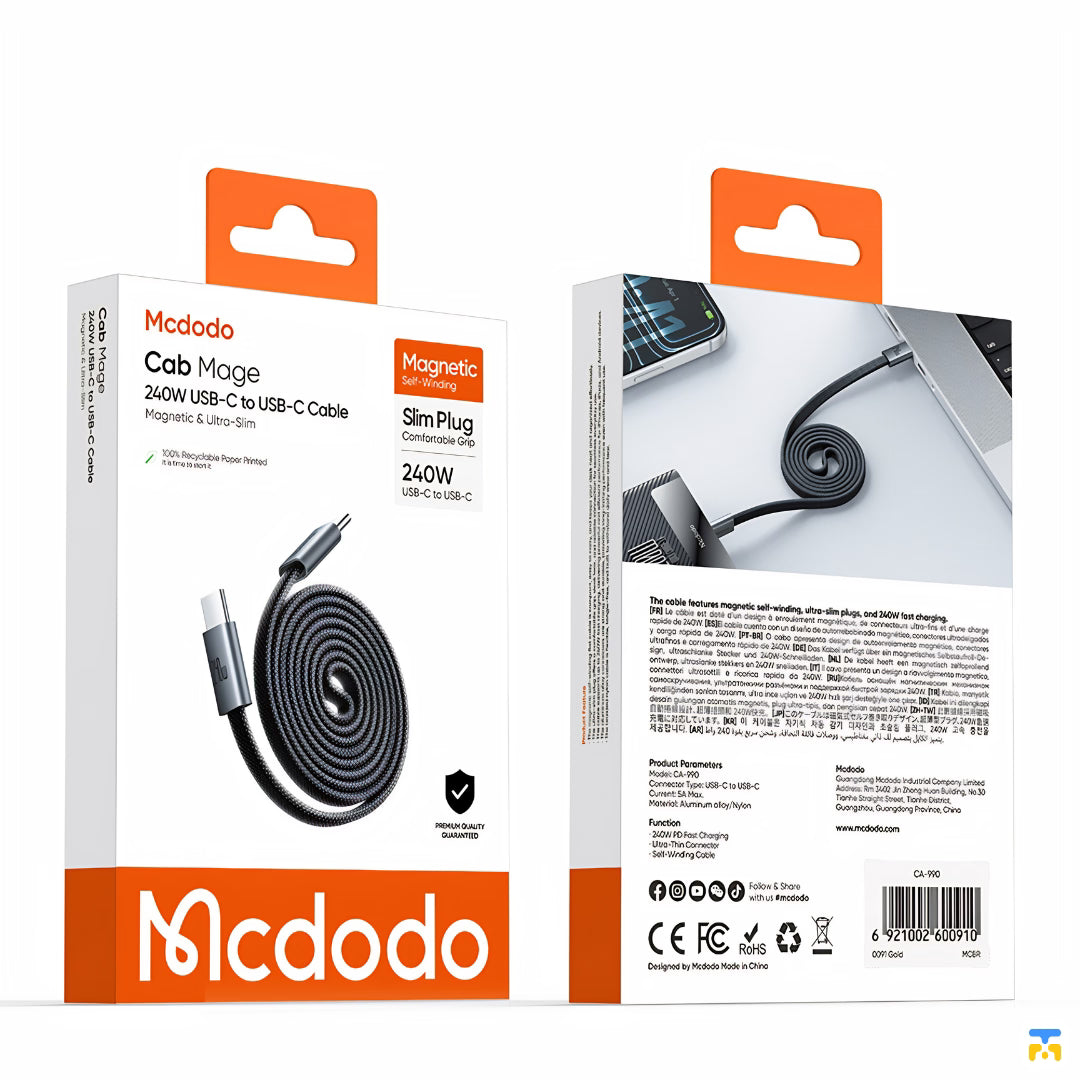 Mcdodo Cab Mage 240W USB C to C Self-Winding Magnetic Cable - 1 Meter