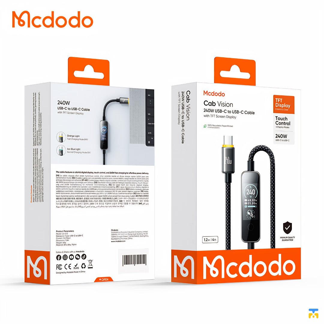 Mcdodo Cab Vision 240W USB-C to USB-C Cable with Display
