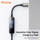 Interactive Color Display Charge in a Flash - Mcdodo Cab Vision 240W USB-C to USB-C Cable with Display