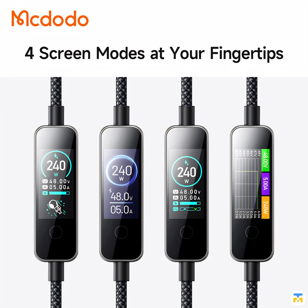 Mcdodo Cab Vision 240W USB-C to USB-C Cable with Display - 4 Screen Modes at Your Fingertips