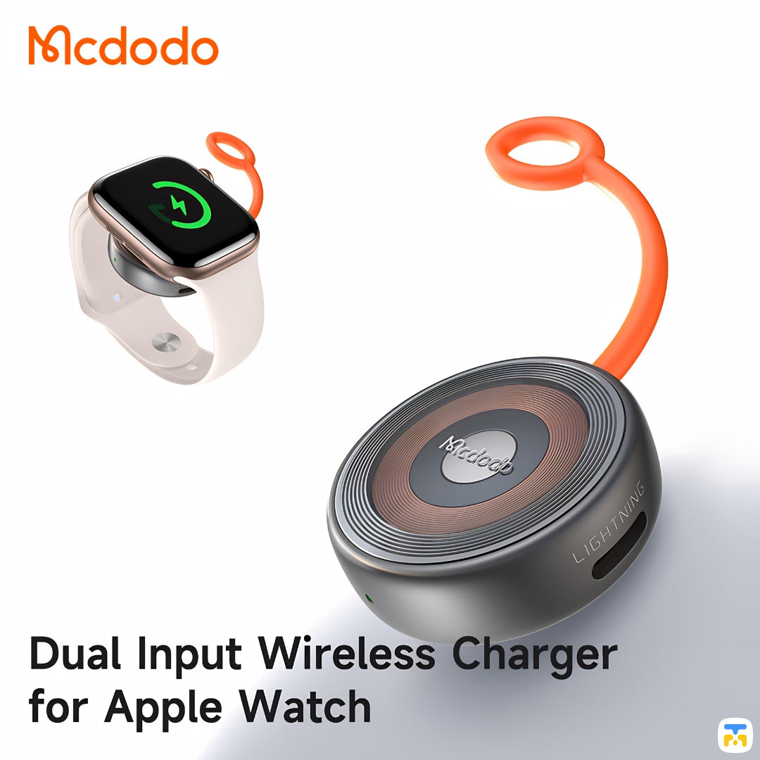 Dual Input Wireless Charger for Apple Watch- Mcdodo Charger for Apple Watch with Lightning & USB-C Ports