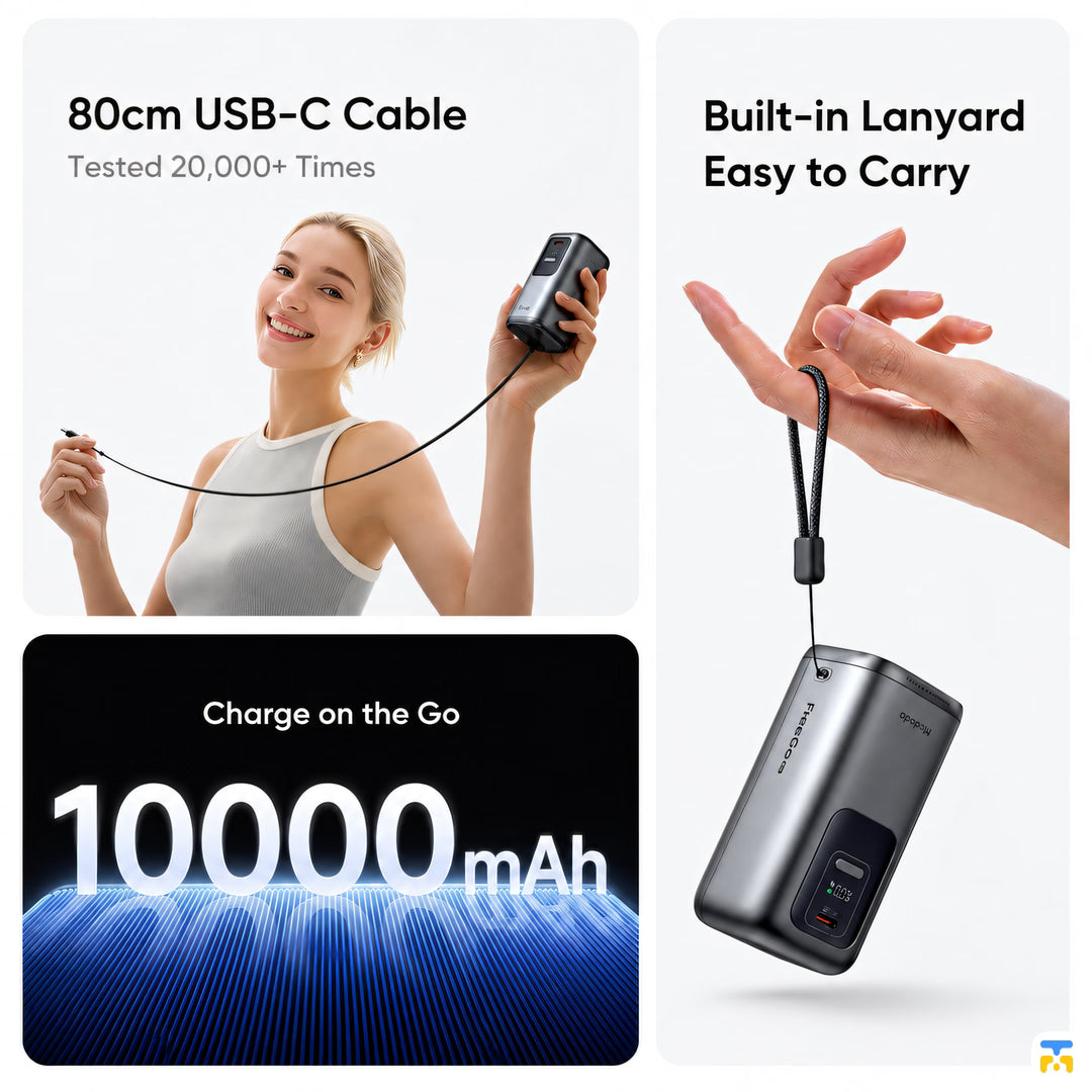 Charge on the Go
10000 mAh - Mcdodo FreeGo 10000mAh 45W Display Power Bank & Charger
