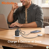 Charge 3 Devices at Once - Mcdodo FreeGo 35W Retractable-Cable Charge - 2 USB-C + 1 USB-A