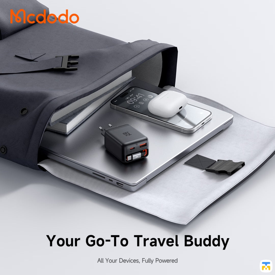 Your Go-To Travel Buddy - Mcdodo FreeGo 35W Retractable-Cable Charge - 2 USB-C + 1 USB-A