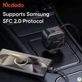 Charge 3 Devices at Full Speed - 93W Total - Mcdodo FreeGo Pro 93W Car Charger with Built-in USB-C Cable - 1A+1C
