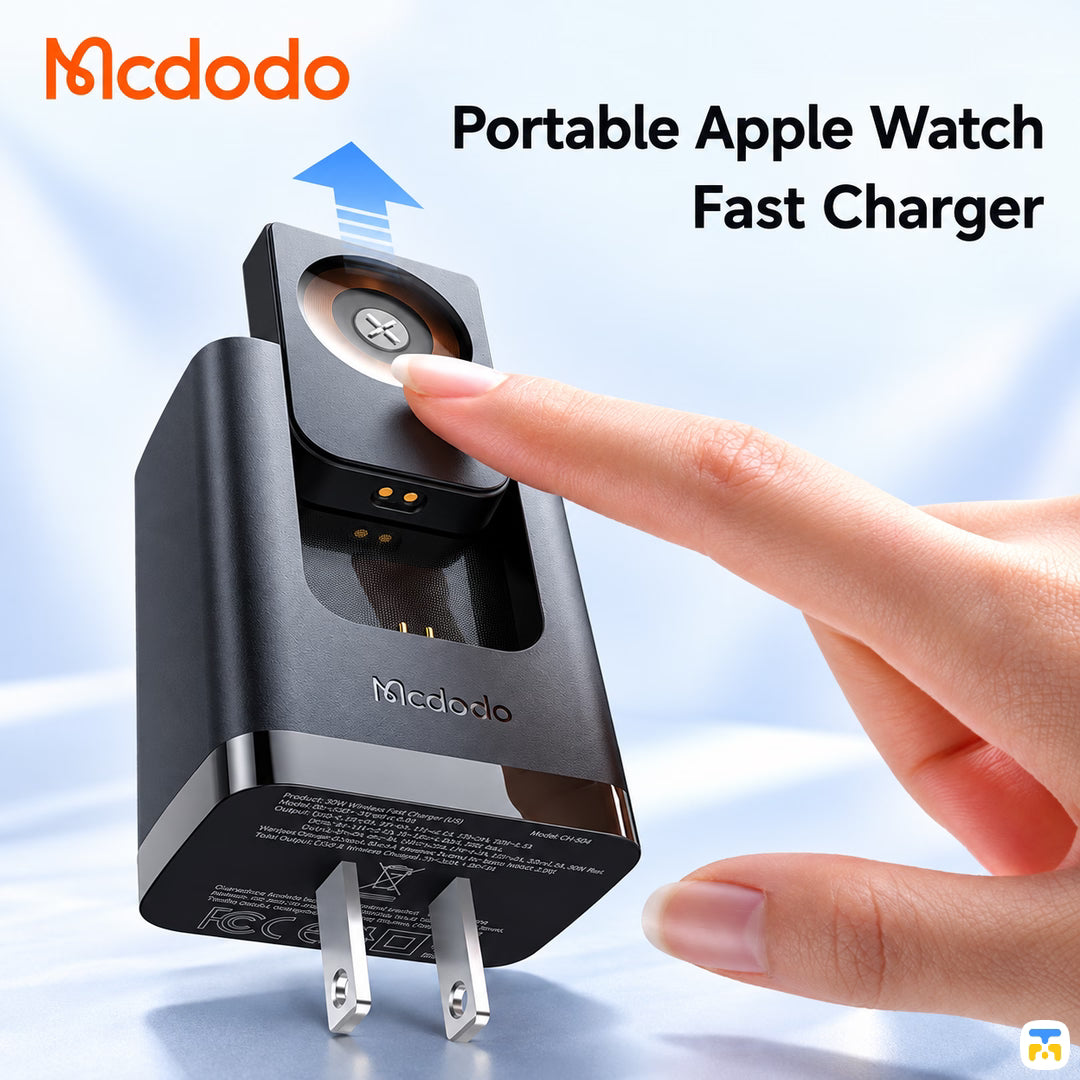 Portable Apple Watch
Fast Charger - Mcdodo Gana Mage 2-in-1 Travel Charger with Built-in Apple Watch Charger